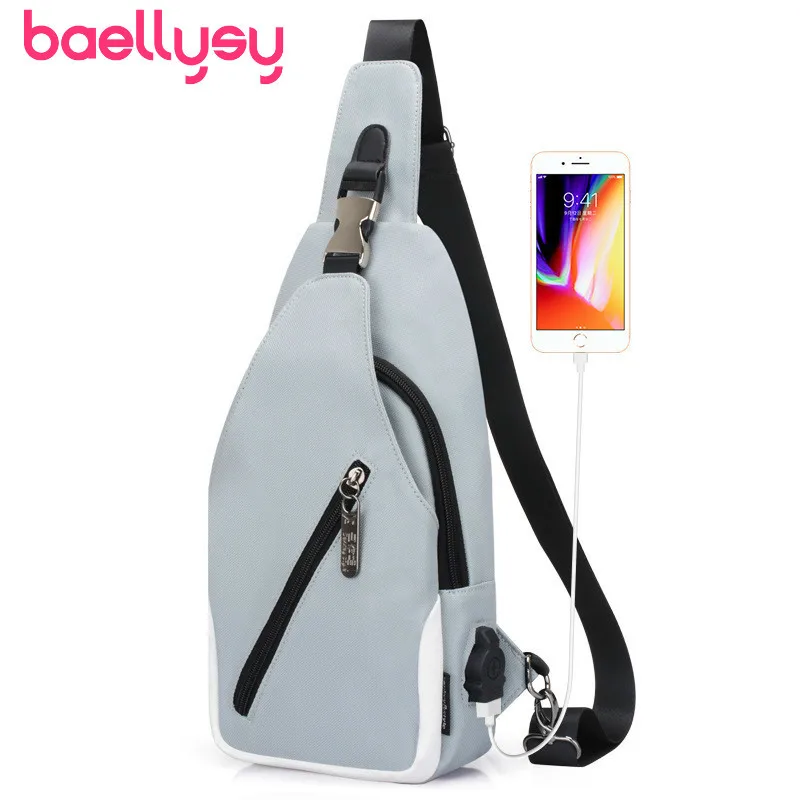 

2019 New Fashion Oxford Mens Chest Fanny Pack Crossbody Bags For Men Leisure Sling Messenger USB Charging Mens Bags Waist Bag