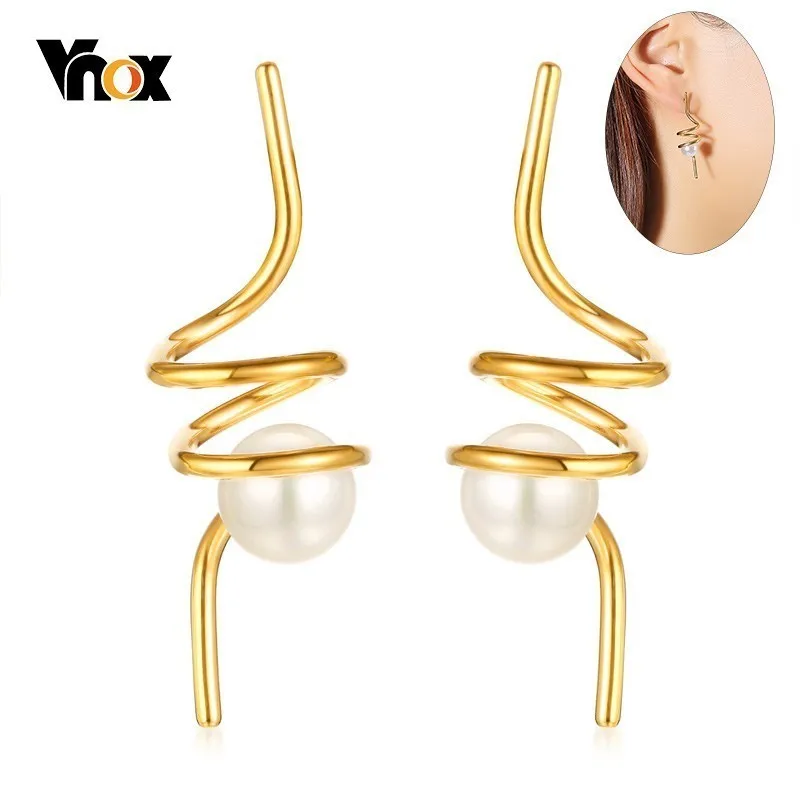 

Vnox Elegant Simulated Pearl Long Earrings for Women Lady Party Ear Jewelry