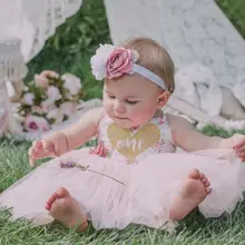 Детское платье с цветочным рисунком на один день рождения для маленьких девочек вечерние кружевные фатиновые платья-пачки принцессы