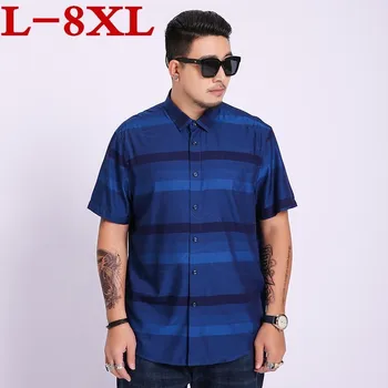 

plus size Brand New Cotton Linen Summer Slim Fit Casual Shirts Short Sleeve Striped Shirt Social Men Dress Shirts Chemise Homme