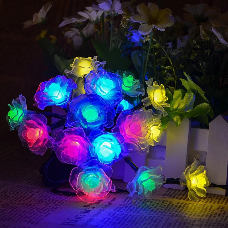 

3M 6M Rose Flower Shaped Fairy Lights String Garland Xmas Tree Natal party New year Wedding Christmas Decoration For Home