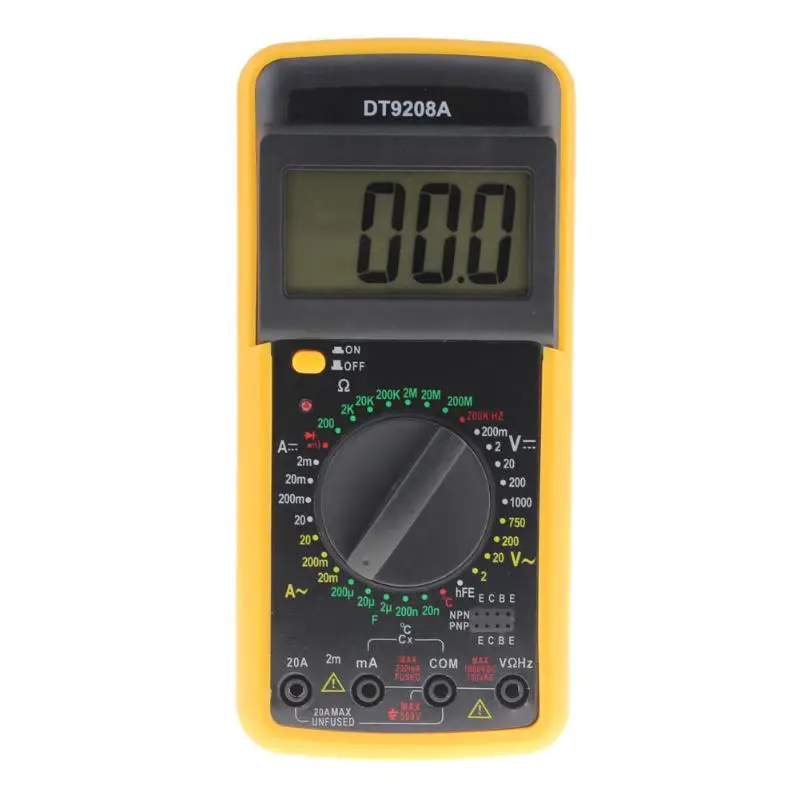 

DT-9208A Handheld AC DC LCD Display Professional Tester Digital Multimeter Multimetro Voltmeter Ammeter Multitester Temperature