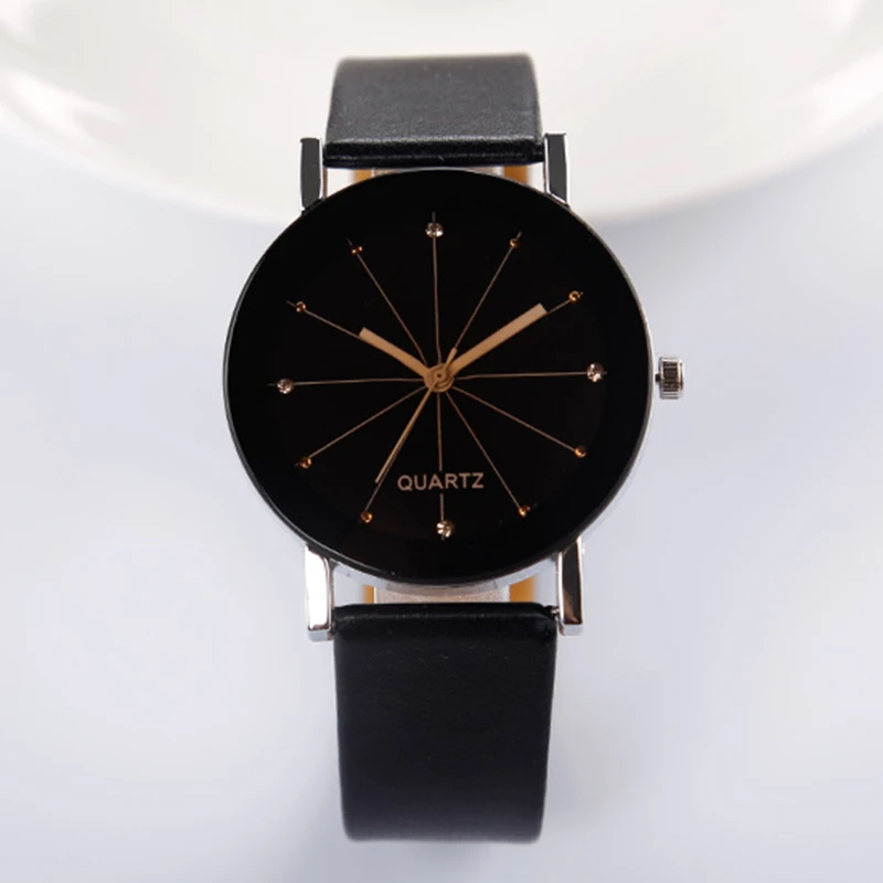 Lovers' Quartz Watch Women Men Fashion Leather Dress Watch Luxury Brand Crystals Business Couple Wristwatch Hours Clock