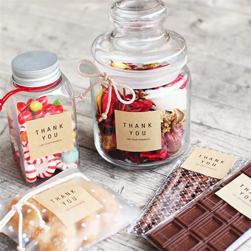 20 листов этикетка Стикеры спасибо круглая квадратная этикетки из крафтовой