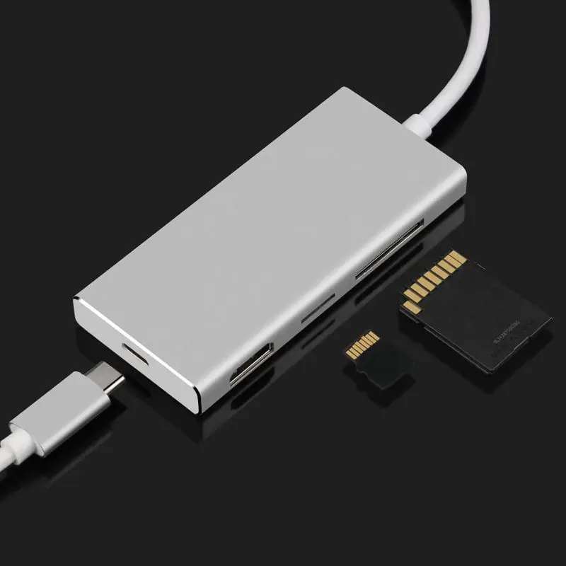 7 в 1 Usb-C концентратор адаптер с 3 Usb 3,0 портов/Hdmi выход/type C зарядный порт/Sd/Micro-Sd кард-ридер