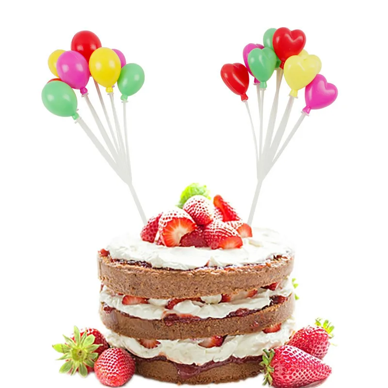 

Delidge Candy Color Balloons Cupcake Topper Heart Kids Birthday Insert Wedding Party Cake Decorating Tools Baking Accessory