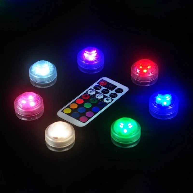 

10/20pcs Remote Controlled RGB Submersible Waterproof Led Mini Lights For Chinese Round Paper Lantern Wedding Party Floral Deco