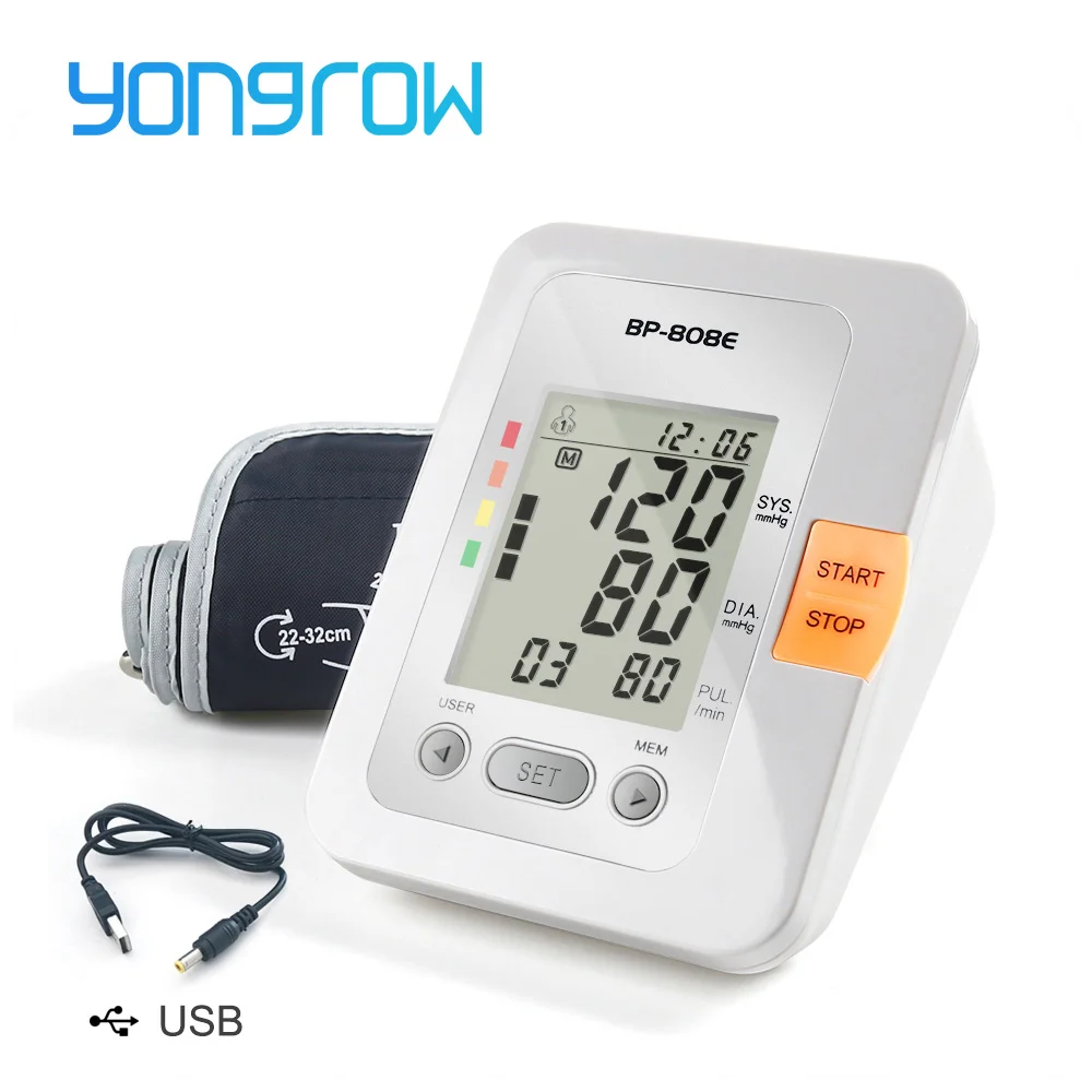 Yongrow Digital Lcd Upper Arm Blood Pressure Monitor Sphygmomanometer Heart Beat Meter Machine Tonometer for Measuring