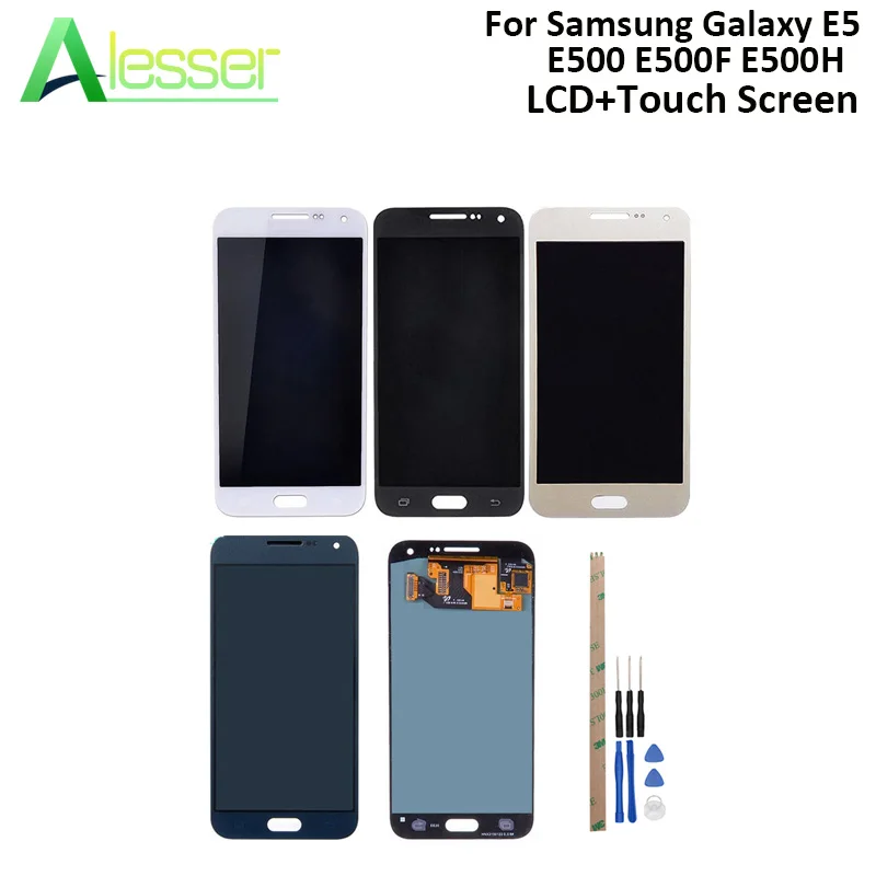 

Alesser For Samsung Galaxy E5 E500 E500F E500H LCD Display And Touch Screen Screen Digitizer Adjust Brightness +Tools +Adhesive