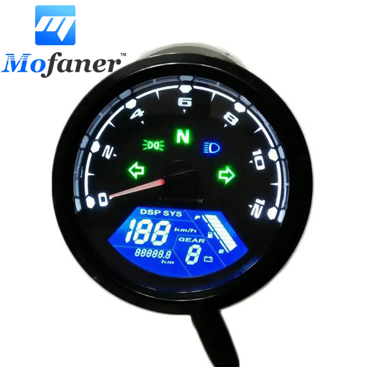 

12000 RMP km/h/mph Universal LCD Digital Odometer Speedometer Tachometer Gear indicator Fits For 1/2/4 Cylinders Motorcycle
