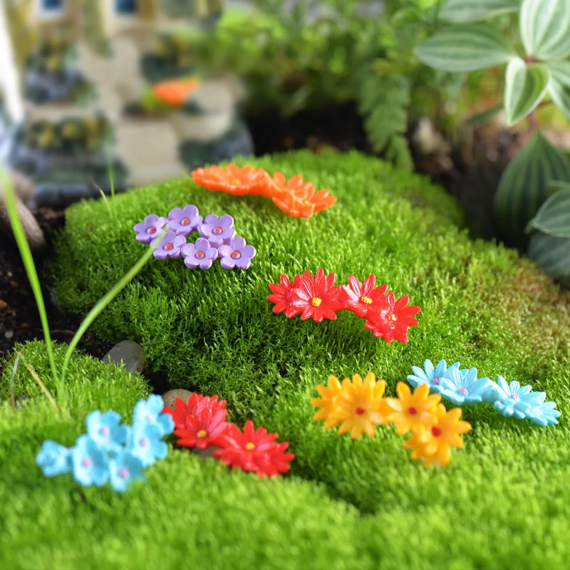 

10 X Miniature Moss Flower Craft Fairy Dollhouse Decor Garden Ornament DIY Mini Flower Prop for Shadowbox scene cake topper
