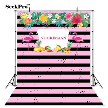 

Thin Vinyl flamingo flowers pineapple stripe children Photo Backdrops Printed studio indoor professional Photographic Background