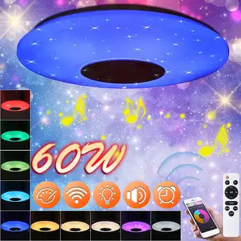 

Newest AC180-240V RGB Dimmable Music ceiling lamp APP control 60W 102led Lamp for home children bluetooth speaker lighting