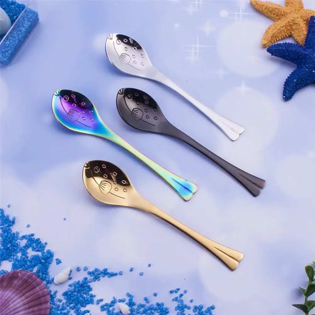 

Dessert Spoons Stainless Steel Teaspoon Globefish Stir Spoon Coffee Spoon Kitchen