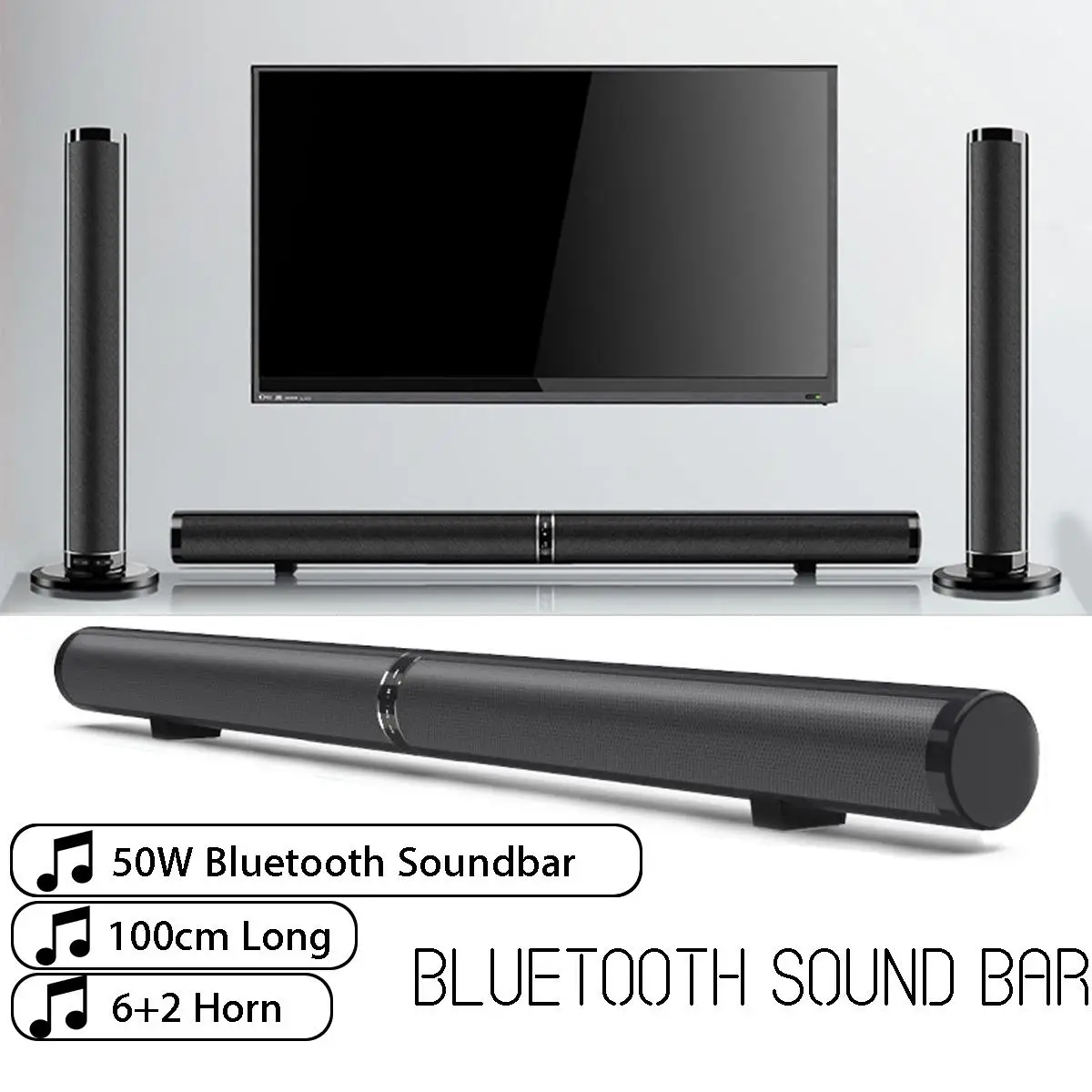 50W Wireless Bluetooth Soundbar Speaker Split/Intergral/Wall Mounted TV