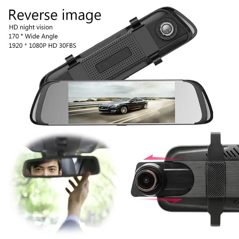 

1080P HD 7 Inch Touch Screen Driving Recorder 170 Wide Angle Cyclic Video Screen Recording Reversing Image Russian Language