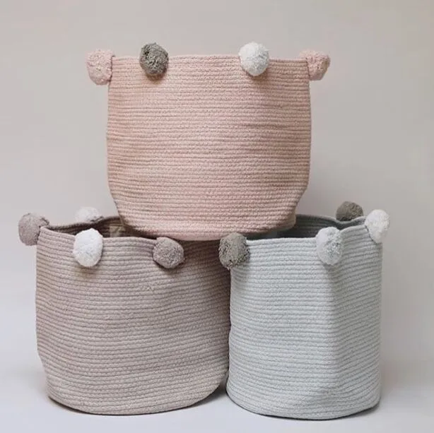 

INS Hand-woven Cotton Sliver Dirty Clothes Accept Baskets Laundry Basket Toys Home Decoration Storage Basket Accept Frame