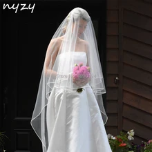 NYZY V7 реального 2,5 m длинная белая цвета слоновой кости Свадебная вуаль венчальная Фата свадебная Фата с расческой 2 Layeres Свадебные аксессуары вело вуаль