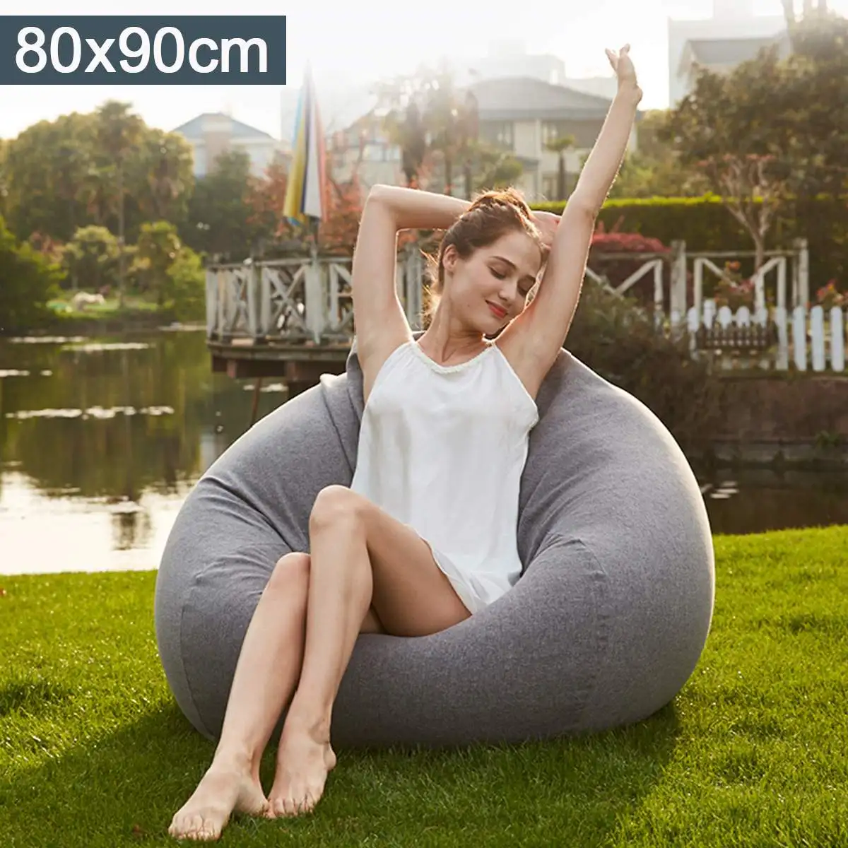 Bean Bag Sofa Cover Lounger Chair Sofa Ottoman Seat Living Room Furniture Without Filler Beanbag Be