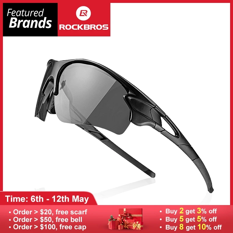 ROCKBROS Sport Photochromic Polarized Glasses Cycling Eyewear Bicycle Glass MTB Bike Bicycle Riding Fishing Cycling Sunglasses