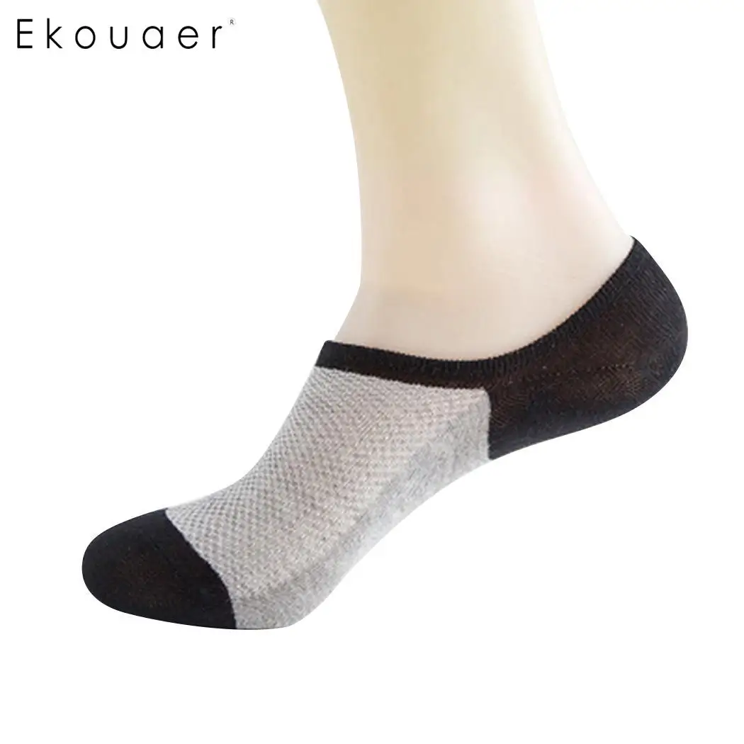 Ekouaer 5 пар/лот Мужские дышащие невидимые хлопковые носки нескользящая Лодыжка