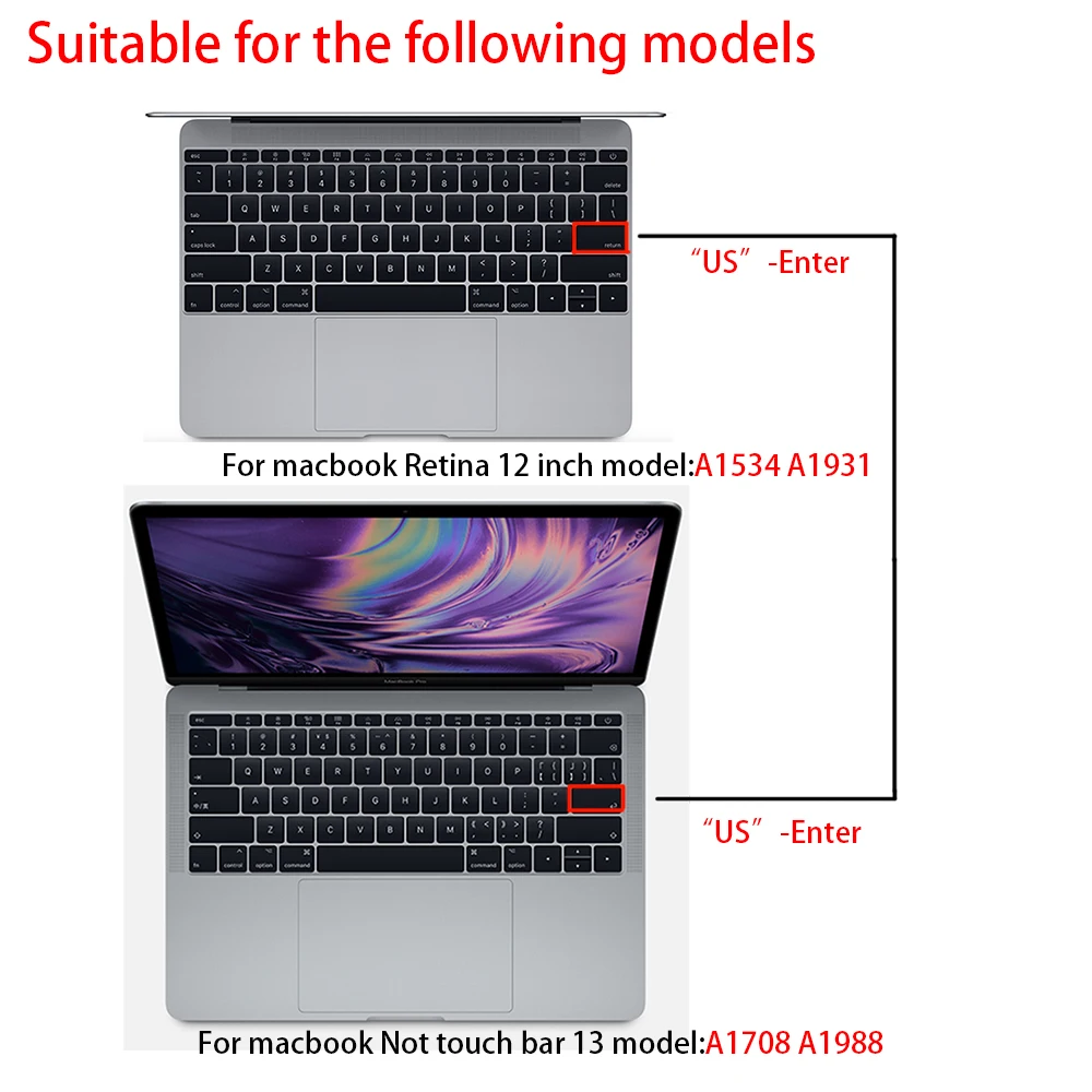 Корейская клавиатура чехол для MacBook не с сенсорной панелью 13pro A1708 retina 12 дюймов A1534