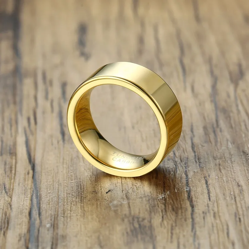8mm Personalized Fingerprint Ring Pipe Tungsten Carbide Flat Profile Wedding Ring for Men Jewelry