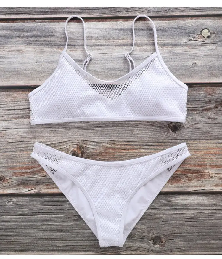 

Summer Sexy Women Fish Net Swimwear Bikini Set Push-up Padded Bra Bathing Suit Swimsuit Swimwears Beachwear Costumes