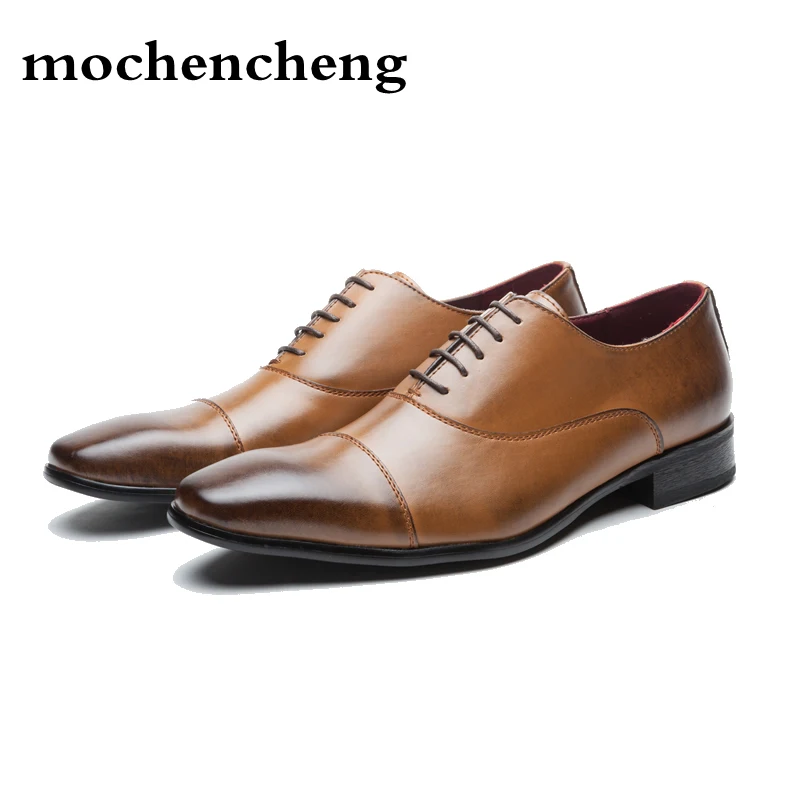 

Handmade Genuine Leather Men Oxford Lace Up Wedding Party Man Brown Dress Shoes Brogue Men Formal Shoes