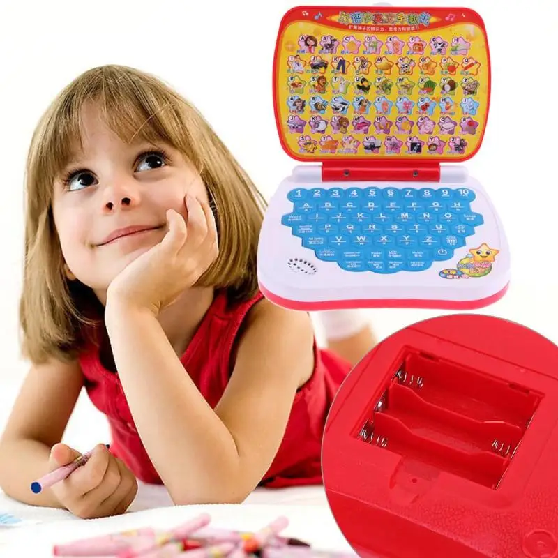 Многофункциональная двуязычная обучающая машина для детей, мини-ноутбук, компьютер, алфавит, Ранние развивающие игрушки для малышей