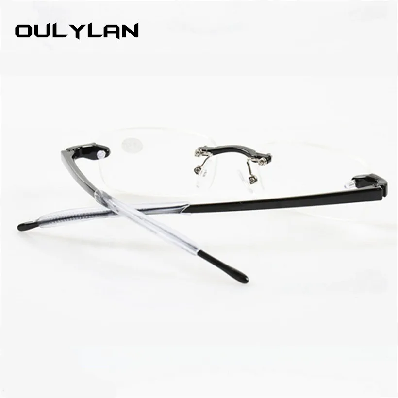 Очки для чтения Oulylan TR90 без оправы мужчин и женщин очки дальнозоркости с