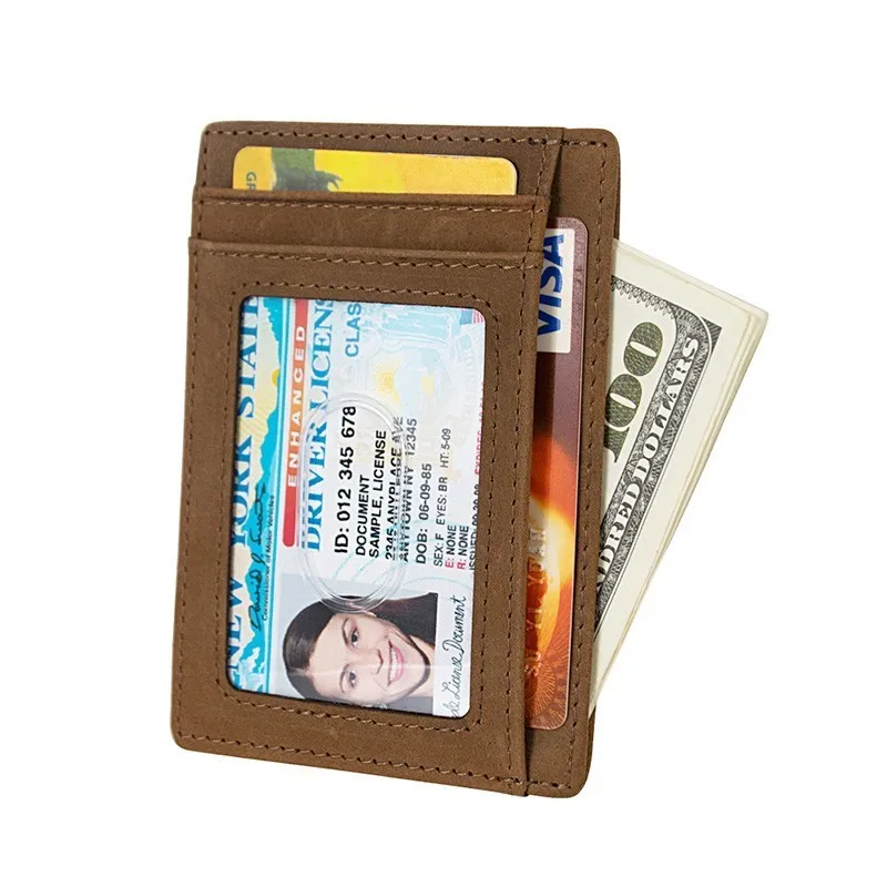 

Slim Minimalist Front Pocket RFID Blocking Leather Wallets For Men Women Medium Size 739-60