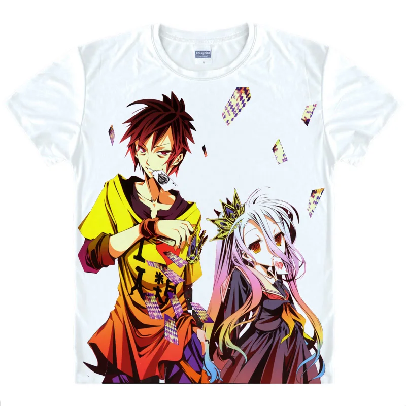 Футболка для косплея из аниме No Game Life Shiro & Sora повседневный топ с коротким рукавом
