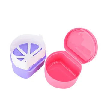 

Denture Box Container Dental False Tooth Bath Case Rinsing Basket Teether Holder