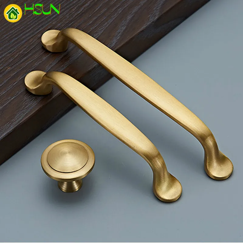 Knobs & Pulls Solid Brass Wardrobe Door Handle Black Golden Grid Drawer