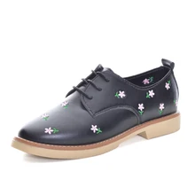 Tangnest/женские оксфорды с украшением в виде цветка, модная обувь на плоской платформе со шнуровкой, Женская обувь в британском стиле, стиль обуви XWD5985