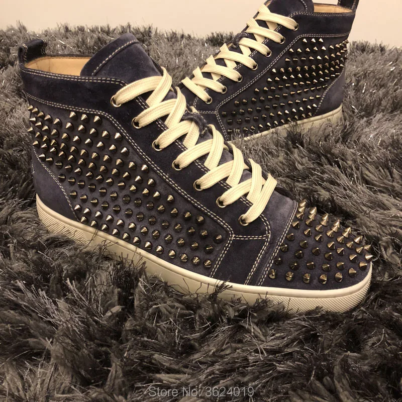 

High Top cl andgz Purple Leather Rivets Whole Outdoor Sports Red bottoms Shoes For Man Sneakers Loafers Flat Footwear Lace Up