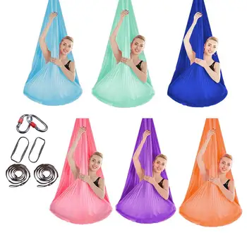 

Stretchy Aerial Yoga Hammock with Extended Carabiner Indoor Silk Anti-Gravity Yoga Set Yoga tension band