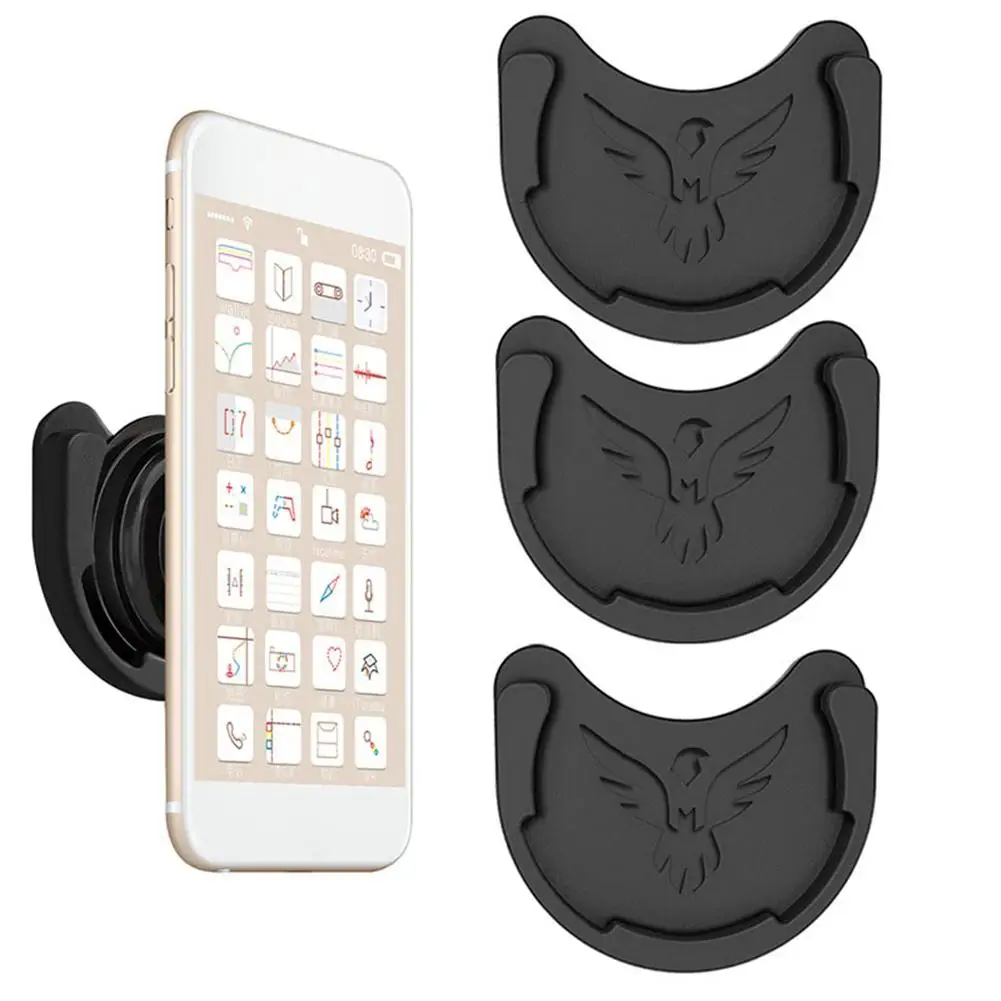 

3PCs Silicone Car Phone Mount Holder For Pop Up Grip Stand Most Durable Dashboard Sticker Durable Silicone Black Phone Holder