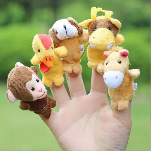 Family Finger Puppets Cloth Doll Baby Educational Hand Cartoon Animal finger Toys Sets