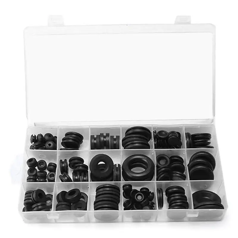 

125PCS Rubber Grommet Multi Sizes Grommet Gasket For Protects Wire Cable Hose Custom Part Rubber Seal Assortment Set