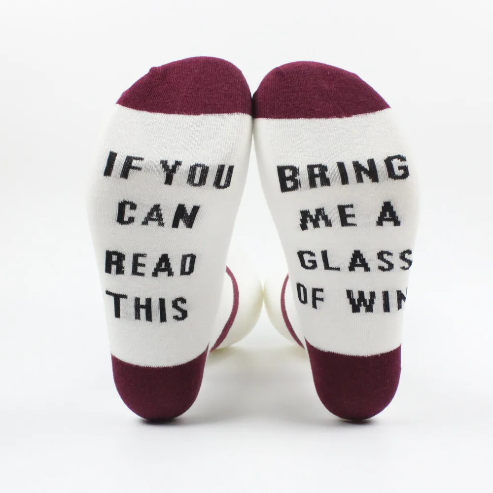 

If You Can Read This Print Socks Women Harajuku Autumn Winter Adult Female Cotton Socks Plus Size