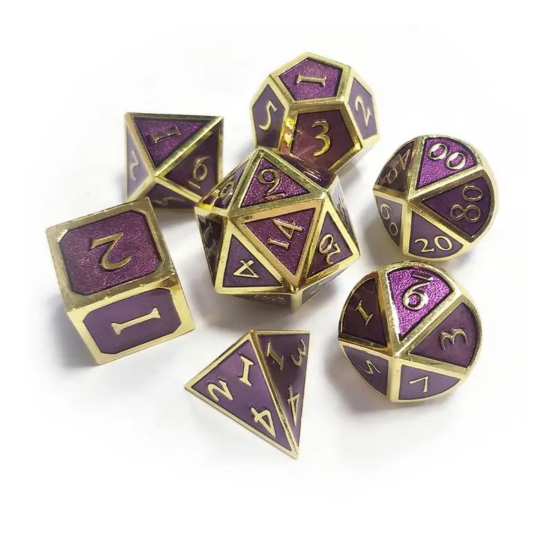 Metal Dice Set Font for Dungeons & Dragons 7pcs/set for RPG Dice for D