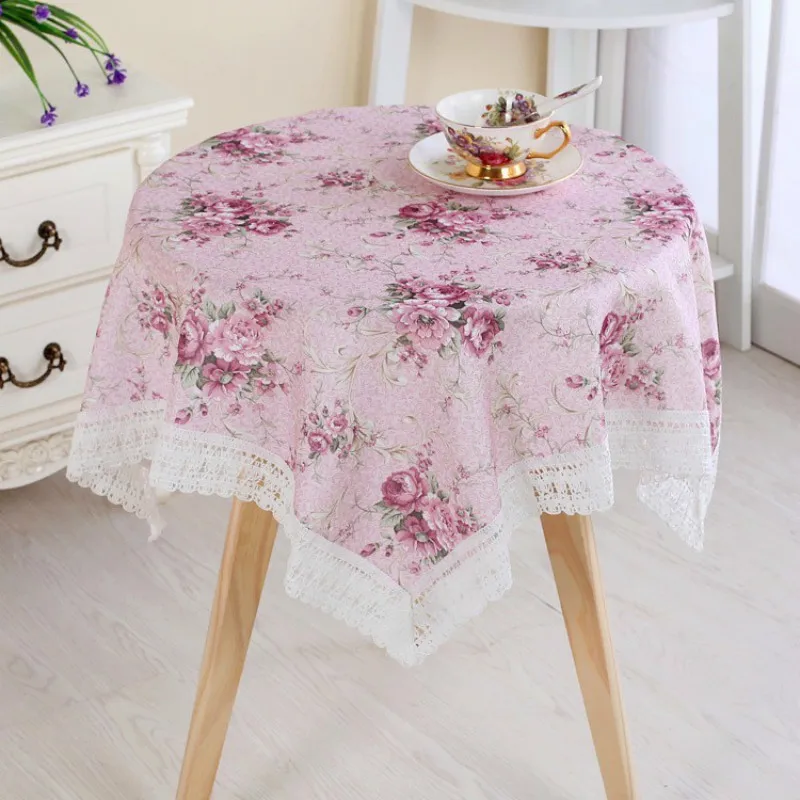  Rose Round Tablecloth Blending Waterproof Rectangle Square Dot Dining Table Cloth Dustproof Cover t
