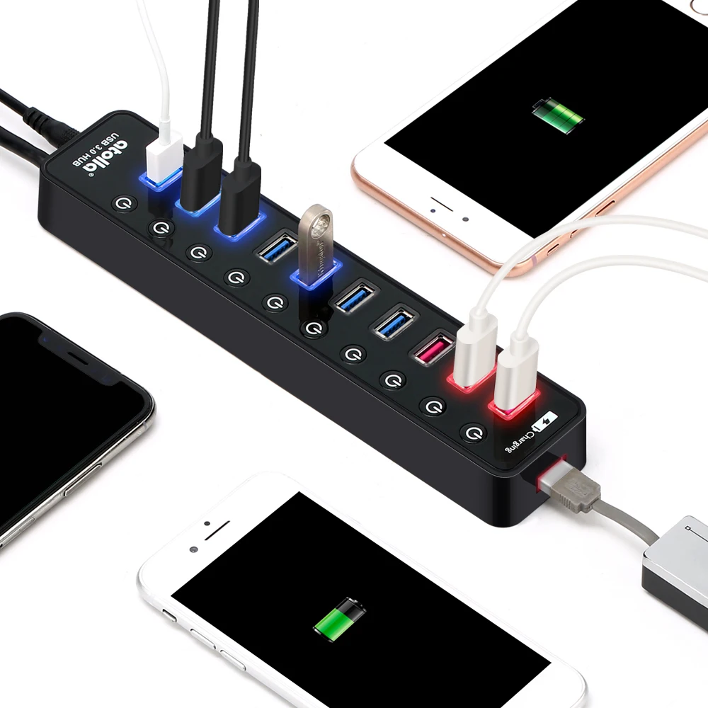 Atolla USB 3 0 концентратор с 11 портами разветвитель расширения индивидуальным