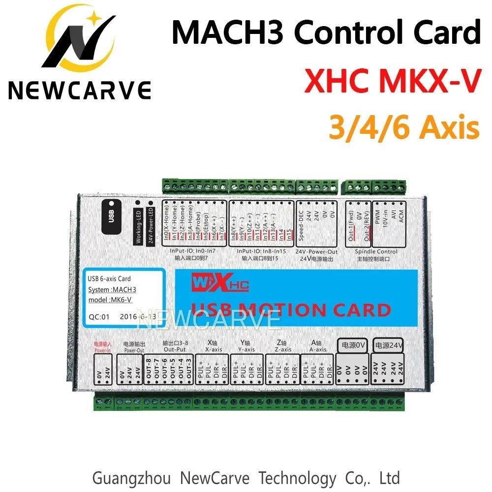 

XHC MKX-V Mach3 Breakout Board 3 4 6 Axis USB Motion Control Card 2MHz Support Windows 7,10 NEWCARVE