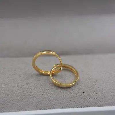 Женские серьги-кольца AU750 18 К желтое золото милые гладкие маленькие серьги/1 2 г