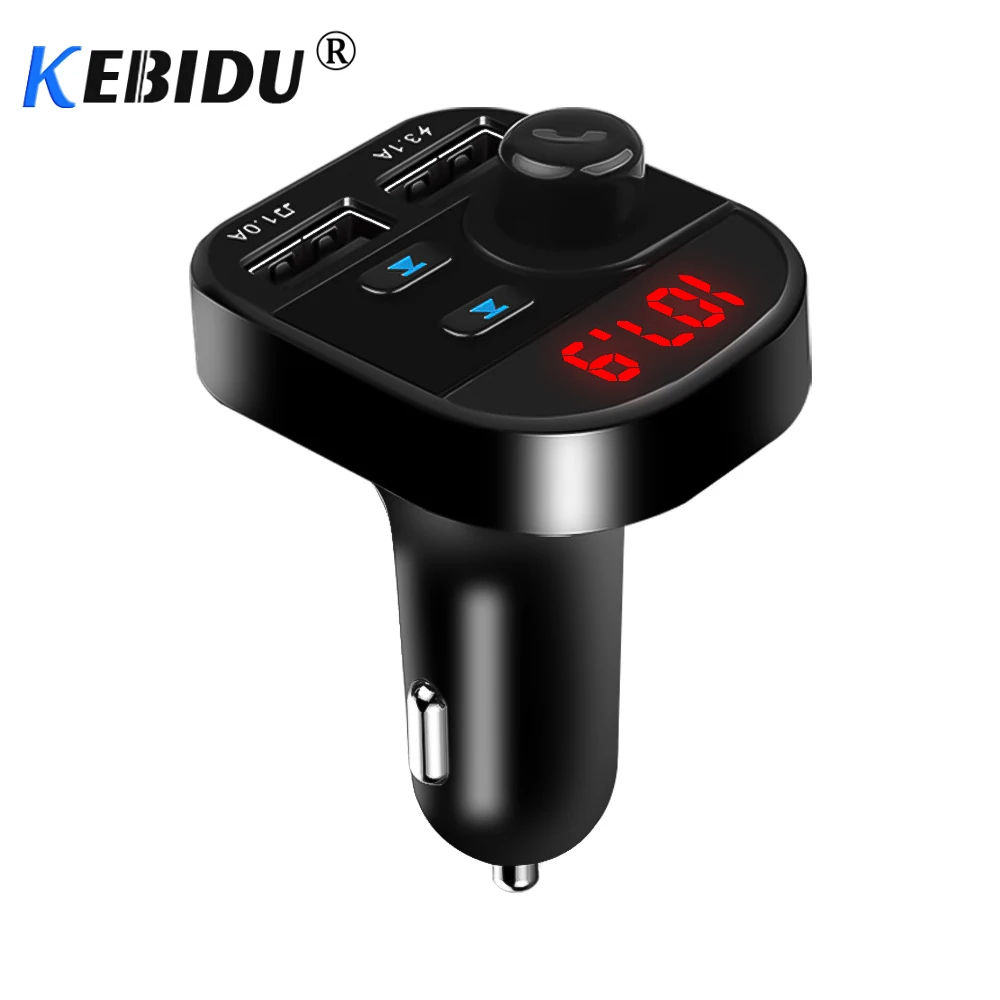 

Kebidu Dual USB Car Charger Handsfree FM Transmitter Bluetooth Car Kit LCD MP3 Music Player Car Phone Charger For IPhone Xiaomi