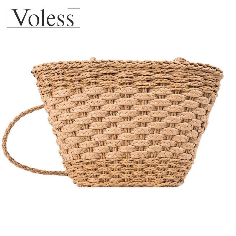 

Bags for Women 2019 Summer Beach Bag Handmade Rattan Woven Knitted Large Capacity Totes Straw Female Shoulder Bag Bolsa Feminina