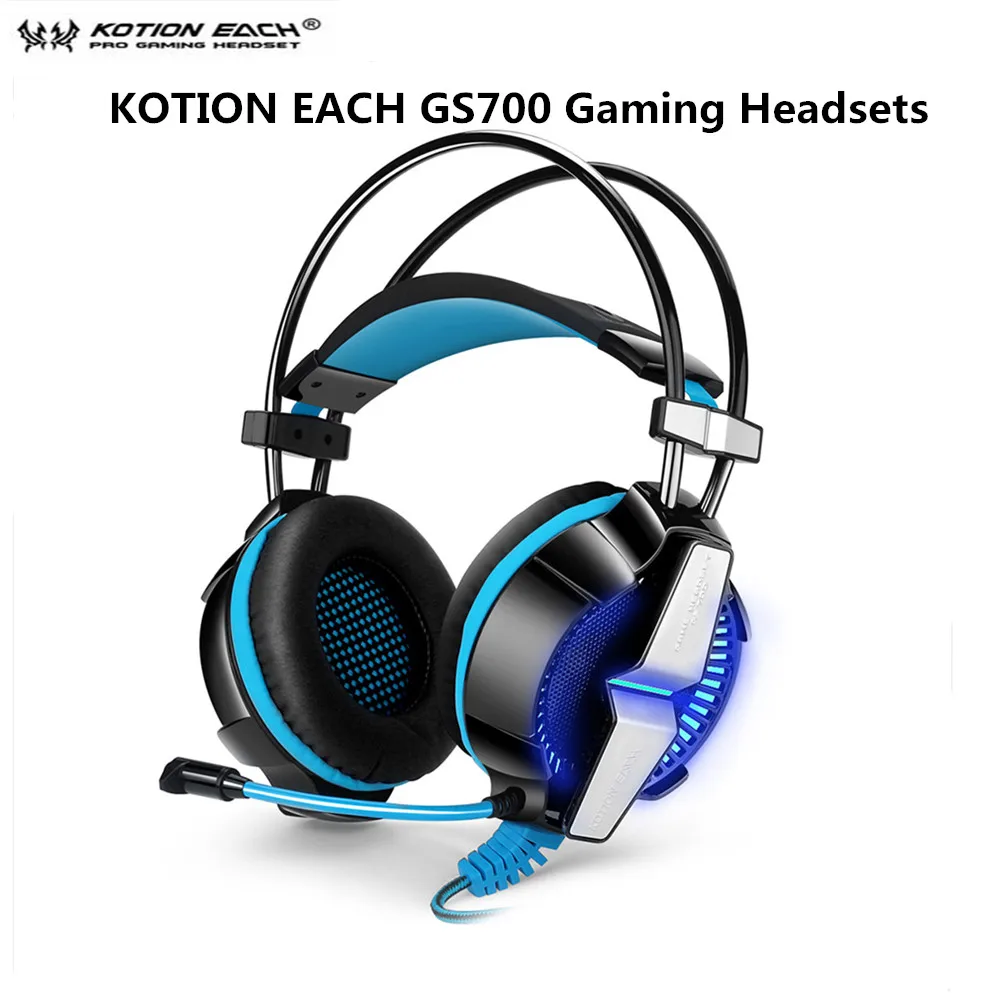 Новый KOTION каждый GS700 игровой гарнитуры проводные наушники с светодиодный микрофон с подсветкой Шум шумоподавления для PS4 PC телефон Media Player